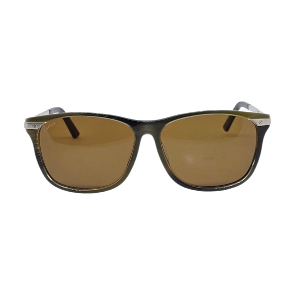 AUTHENTIC CARTIER  DARK GREEN Brown Sunglasses - Picture 1 of 9